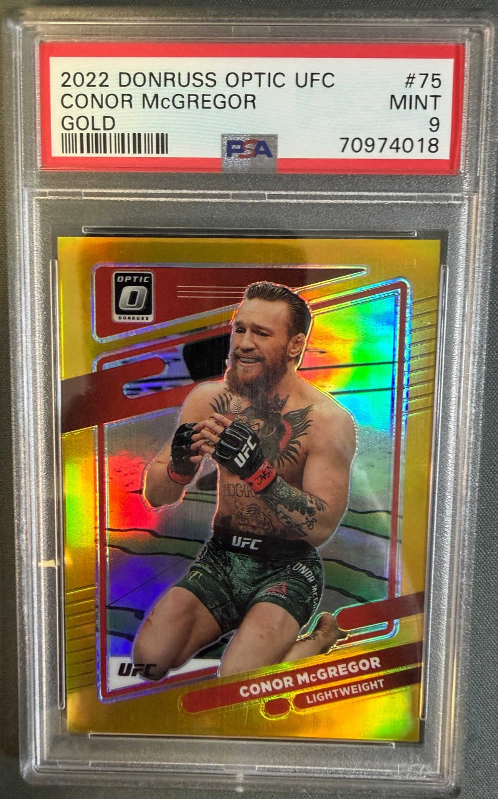 2022 Donruss Optic UFC #75 CONNOR MCGREGOR *Gold Prizm /10 * PSA 9 view 5