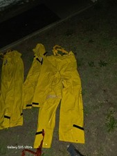 Yellow Safety Rain Suit 2PC Jacket Hood Bib Pants Waterproof Hi-Vis