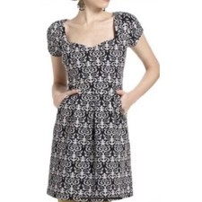 Anthropologie Deletta Damask Baroque Bridgerton Dress Womens XS Black Gray Party