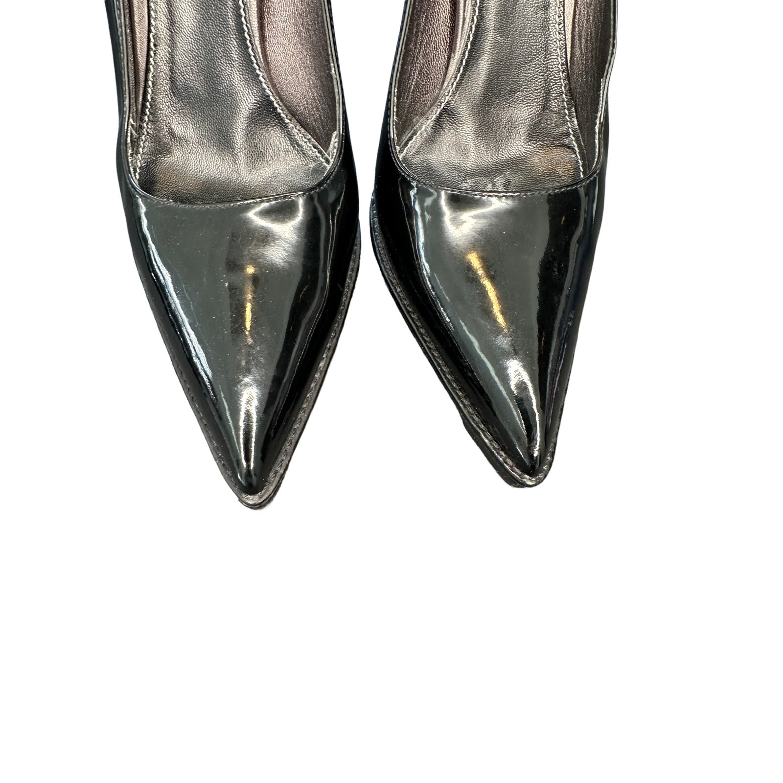 Prada Heels Black Ankle Strap Day to Night Patent Leather Pointed Toe Size 8 1/2 thumbnail 3
