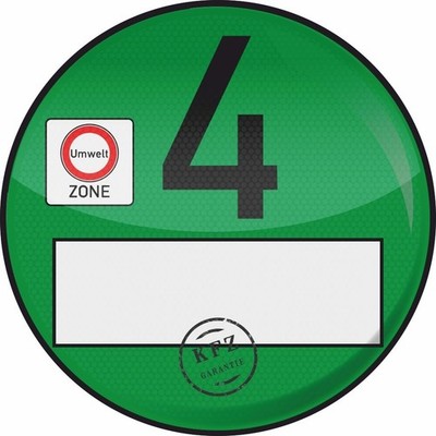 1x Spaßplakette Haftfolie Plakette Euro 4 Umweltplakette Feinstaubplakette R020