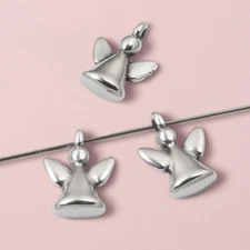 Silver Mini Angel Charms, 10-Pack Guardian Angel Pendants, Memorial Jewelry Gift