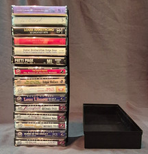 Black Plastic Storage Box 15 Case Holder Organizer for Audio Cassettes