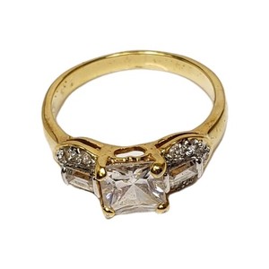 Authentic Premier Designs Signed Crystal Ring Gold Plated Size 10 Cocktail