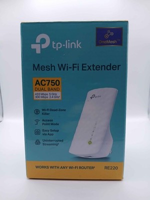 TP Link Mesh Wifi Extender AC750 Dual Band Wi-Fi Range Extender RE220