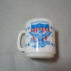 Vintage Milk Glass Bicentennial Coffee Mug Cup USA 1776 1976 Glasbake Americana