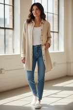 Free People Women’s Beige Linen Dress Long T-Shirt Size XL