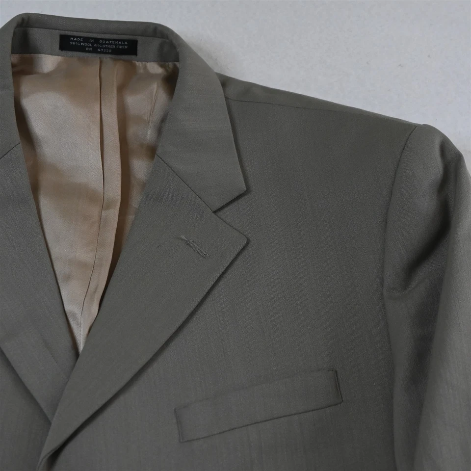 De Colección Y2K Boxy 2000s 44S 36x30 Beige Gris Lana Hombres Chaqueta Pantalones Traje Foto 3 de 4