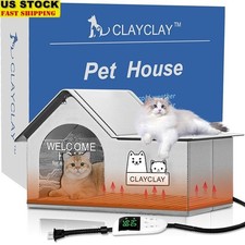 Heated Cat House All Seasons Indoor Outdoor Thermal Shelter W/ Thermostat New