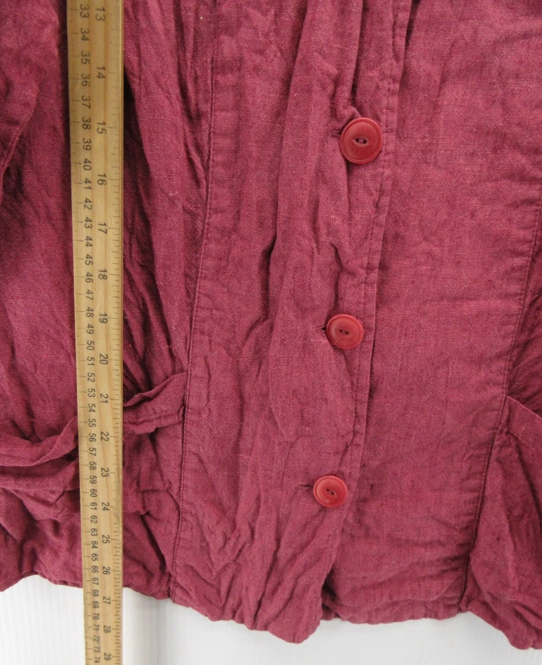 Chaqueta de lino para mujer 1G Plus camisa de lino rosa Lagenlook tareas granero cabaña artística Foto 4 de 4