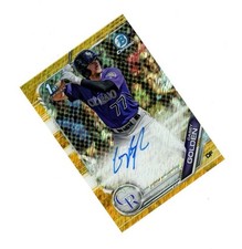 2019 Bowman Chrome GOLD SHIMMER 1st REFRACTOR SP CASEY GOLDEN AUTO 1/50! Rockies
