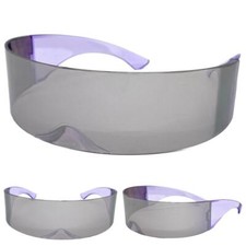 SPACE ROBOT PARTY RAVE COSTUME CYCLOPS FUTURISTIC SHIELD SUNGLASSES Purple Frame