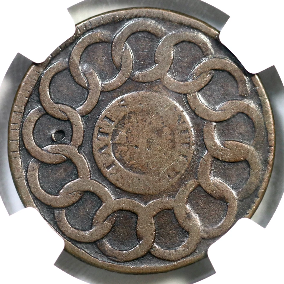 1787 13-N R-7 NGC Fine Details Pointed Rays Fugio Cent Colonial Copper Coin 1c - Image 2 of 3