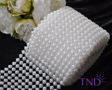 8MM PEARL MESH WRAP ROLL FLAT BACK PEARL TRIMMING RIBBON - 12 ROWS