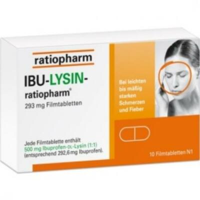 3x IBU-LYSIN-ratiopharm 293mg Ibuprofen 20 Filmtabletten PZN 16204710