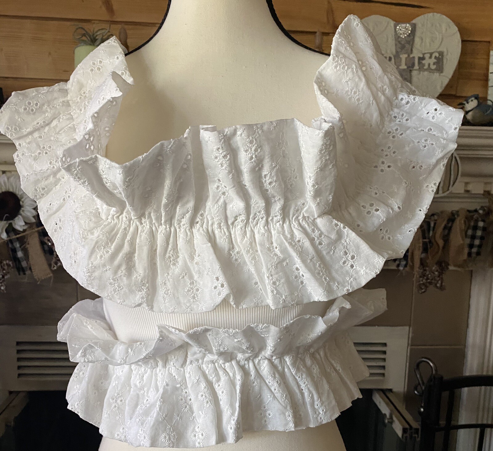 FILA T shirt bianca a costine Zara nuova senza etichette due file occhiello pizzo a spalla taglio M