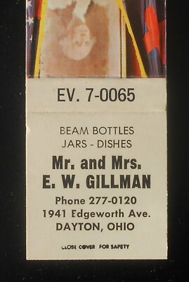 1960s Mr. and Mrs. E. W. Gillman Beam Bottles Jars Dishes Edgeworth Av Dayton OH