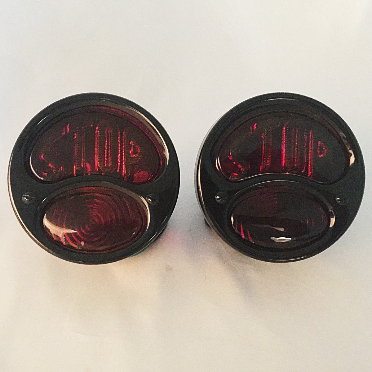 Ford Model A Tail Lights with Stop Lens, ALL BLACK -12V - 1
