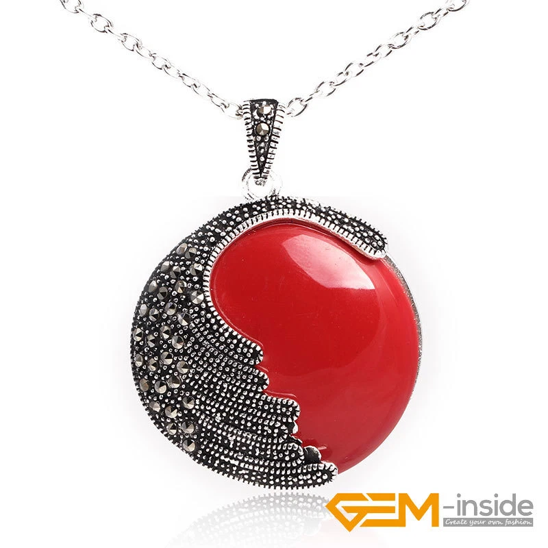 Dije de piedras preciosas naturales collar colgante joyería marcasita plata regalo de Navidad Foto 4 de 4