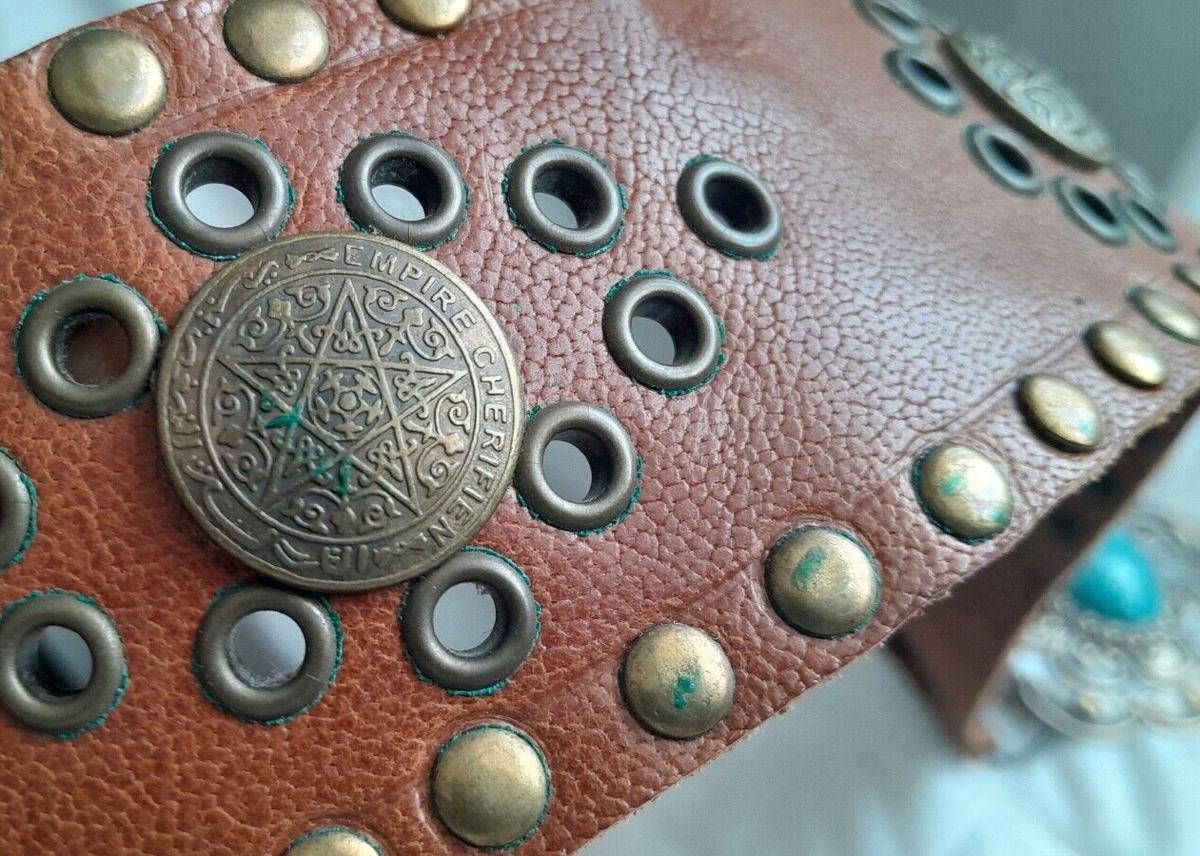 Moroccan Empire Cherifien Belt Authentic Vintage Moroccan Empire Cherifien Brown Leather  main image 2