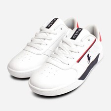 Ralph Lauren Kids Designer White Leather Keelin Trainers