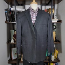 Hickey Freeman Men's Sport Coat Loro Piana Charcoal Birds Eye Wool 46-48R