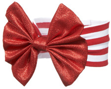 Elegant Metallic Red Ribbon Baby Girl's Headband for 0 - 12 Months