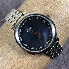 Fossil Women ES4210 Classic Black Dial Silver Tone Quartz Analog Watch 6 1/4"