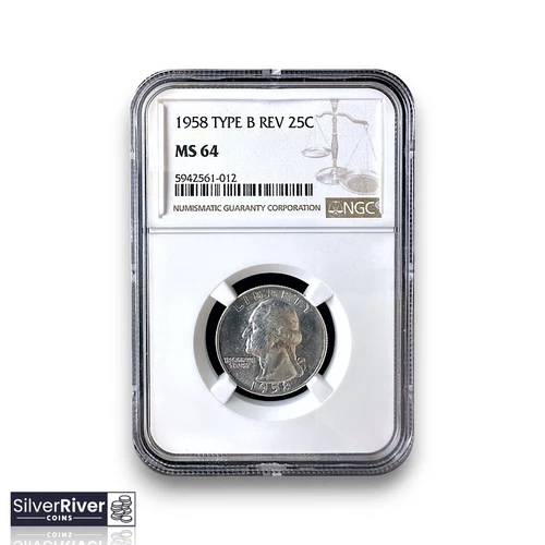 1958 Washington Quarter - Type B Reverse (*Certified MS64 by NGC*)
