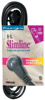 Slimline 2243 Flat Plug 8-foot Extension Cord 3-wire Black . Slimline 2243 Flat Plug 8-foot Extension Cord 3-wire Black .