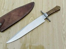 Custom Hand Forged D2 Steel 15" Hunting Camping Bowie Knife With Leather SHEATH