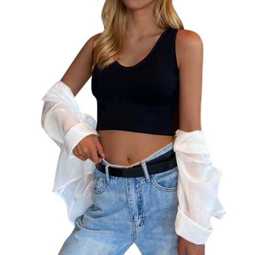 Damen Nahtlos Yoga Crop Top Sport BH Gym Fitness Racerback Stretch Trägertops - Bild 7 von 14