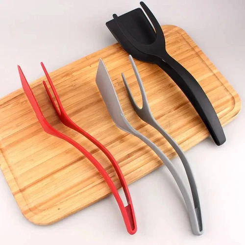 2 In 1 Grip Flip Tongs Egg Spatula Tongs Clamp Pancake Fried Turners Kitchen - Picture 5 of 19