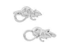 Mouse Rat Animal Pair Cufflinks in Presentation Gift Box & Polishing Cloth