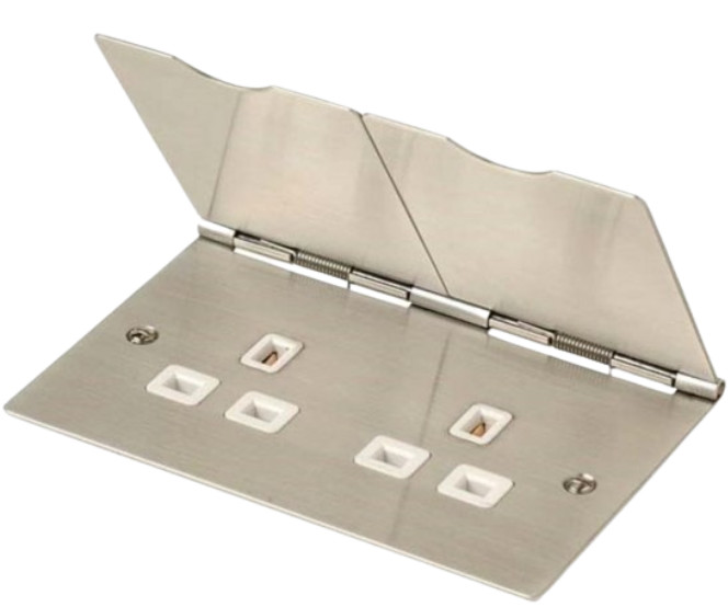 CLICK FS032SS STAINLESS STEEL 13 AMP 2 GANG DOUBLE TWIN FLAT FLOOR SOCKET - Image 2