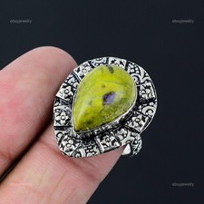 Natural Atlantisite Gemstone Stackable Ring Size 8.5 925 Sterling Silver Jewelry