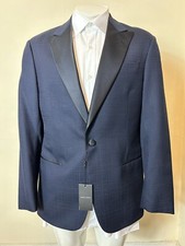 Giorgio Armani Glen Check Navy Tuxedo Blazer 1-Bt US 40 R