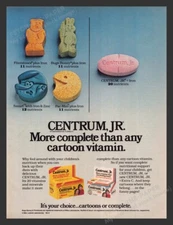 1985 Centrum Jr. Cartoon Vitamin Print Advertisement Ad