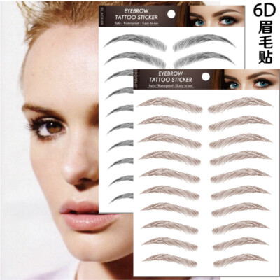 Eyebrow Tattoos 4D Hair-Like Waterproof Stickers Brown/Black Makeup Temporary