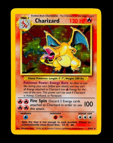 1999 Pokemon CHARIZARD Base Set HOLO BLEED Misprint ERROR Card 4/102 Rare