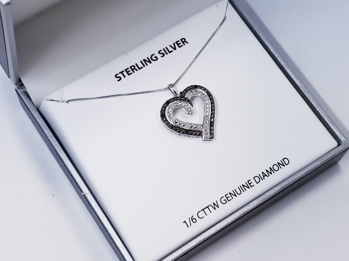 MACY'S Black White Diamond Heart 18