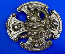 Many Skulls Maltese Iron Cross Artisan Cast Awesome RARE Unknown Belt Buckle