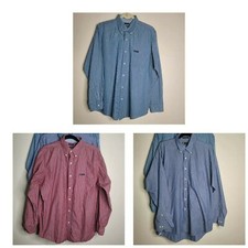 Lot of 3 Ralph Lauren Chaps LS Dress Shirts Size Large Blue Red