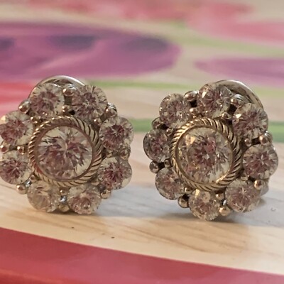 JUDITH RIPKA OHRRINGE 925 STERLINGSILBER CZ CLIP AUF BLUME