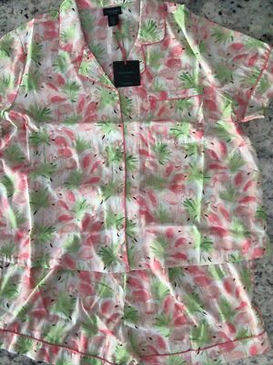 Cynthia Rowley Pc PJ Shorts Set Womens 2XL Pink Flamingos