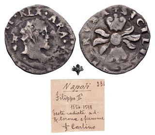 NAPOLI 1/2 carlino ARGENTO Filippo II Re di Spagna (1556 1598)