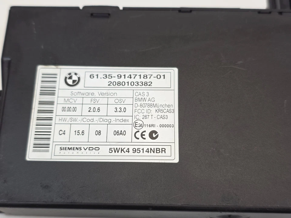 07-10 BMW E90 E92 N54 335i 335xi MSD80 ECU DME,  CAS & Key - Image 2 of 4