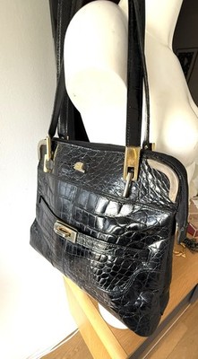 Schultertasche Krokodilleder Cabas Bag Bag Bag Vintage Exotique Ancien Cadenas