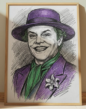 JOKER JACK NICHOLSON DIBUJO IMPRESIÓN BOCETO 8" X 10" IMPRESIÓN ARTE DE PARED DECORACIÓN DEL HOGAR
