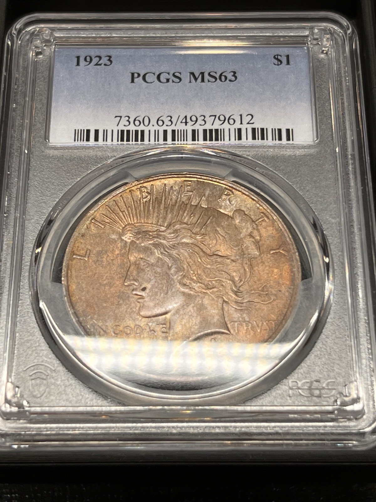1923 P  PCGS Peace Silver Dollar $1  MS-63 Beautifully Toned #1343